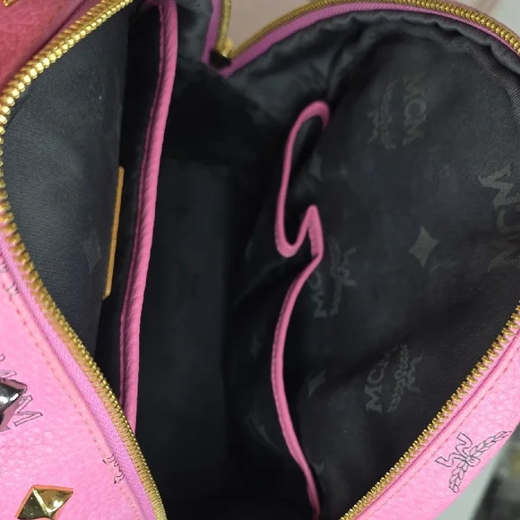 MCM Stark Visetos Pink Studded Backpack